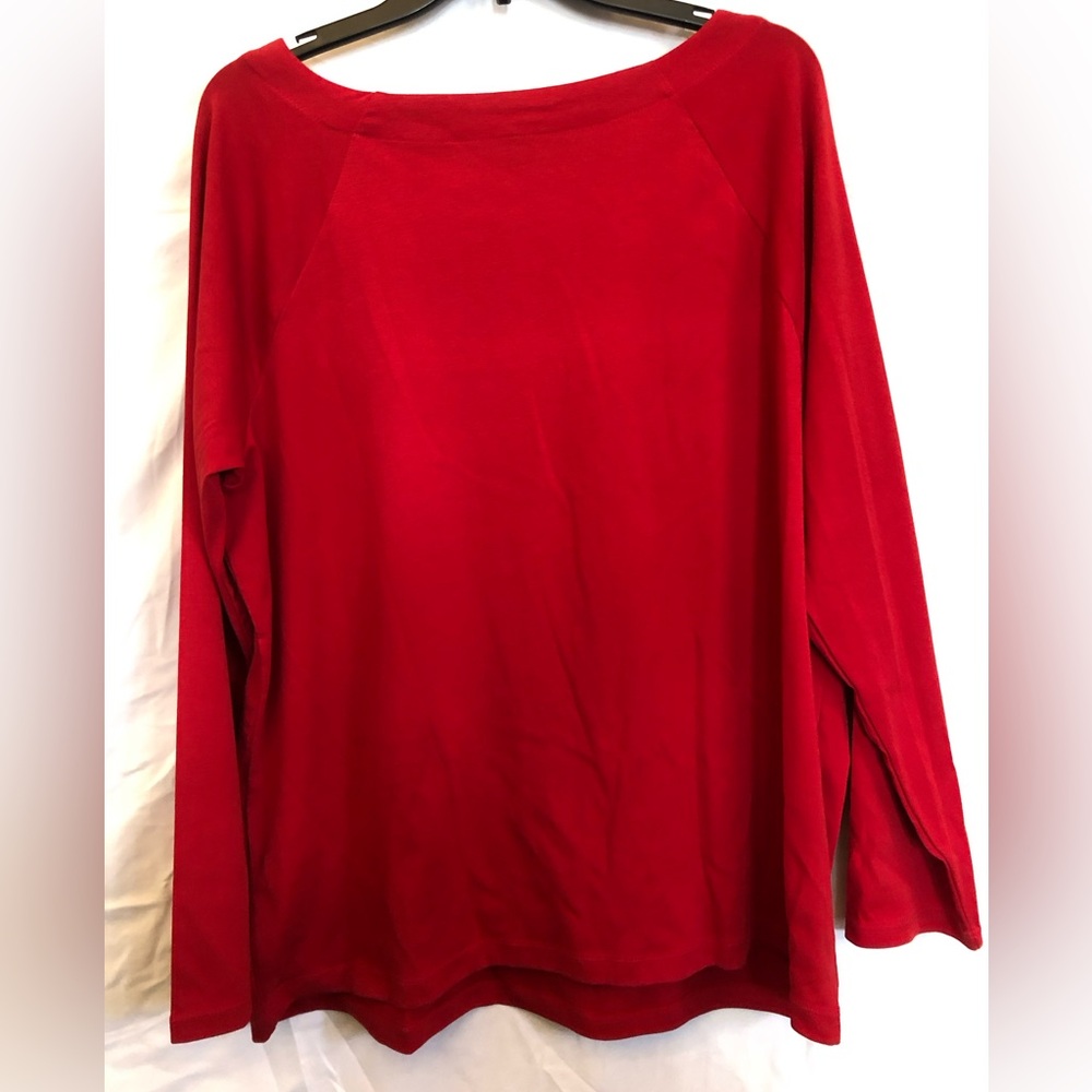2X Ralph Lauren Red Long-Sleeve Crewneck Tee 95% Cotton - Picture 3 of 4